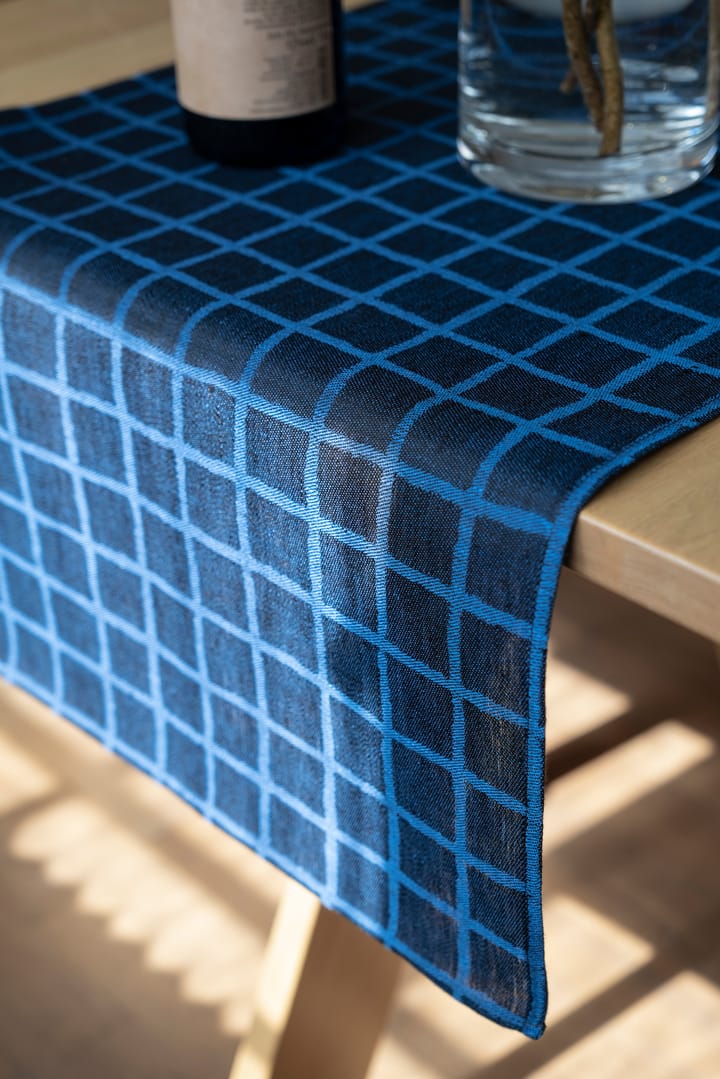 Geruite jacquardgeweven tafelloper 45x150 cm, Blue-black Fine Little Day