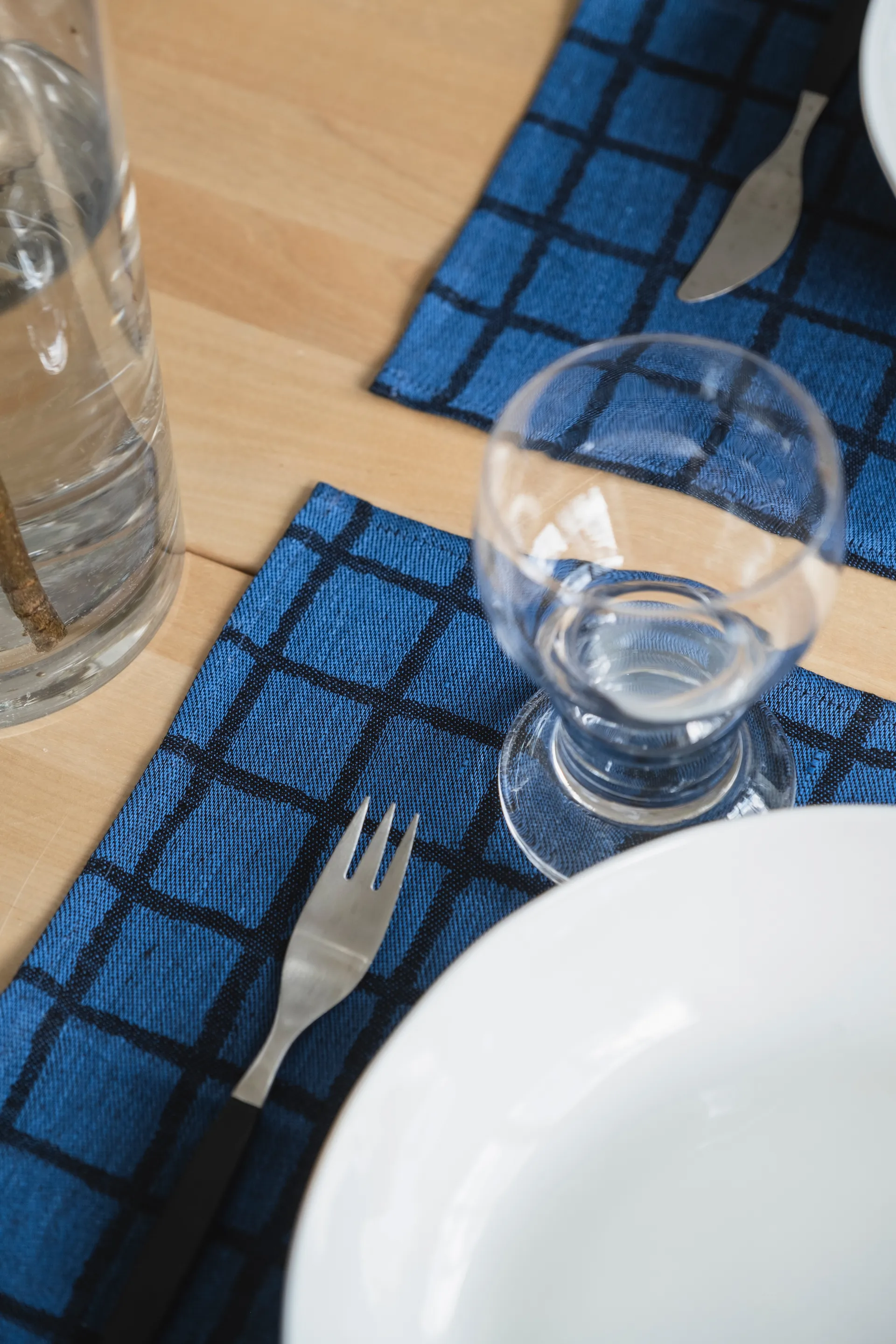 Geruite placemat, Blue-black Fine Little Day