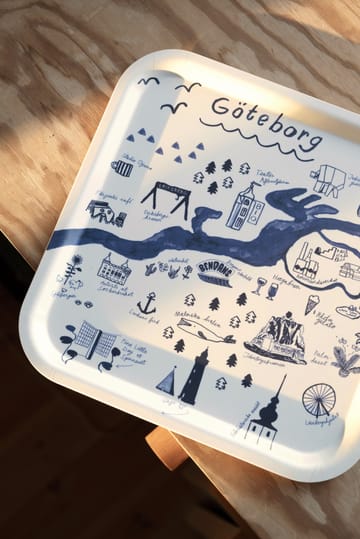 Gothenburg dienblad 32x32 cm - White-Blue - Fine Little Day