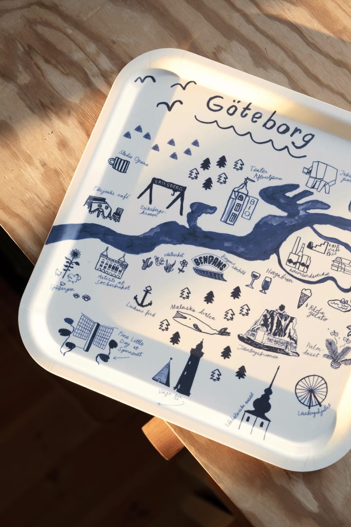 Gothenburg dienblad 32x32 cm, White-Blue Fine Little Day