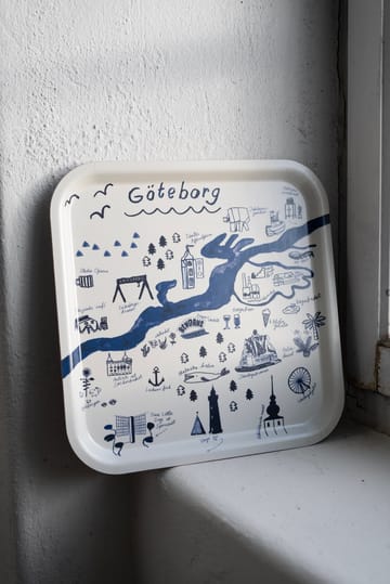Gothenburg dienblad 32x32 cm - White-Blue - Fine Little Day
