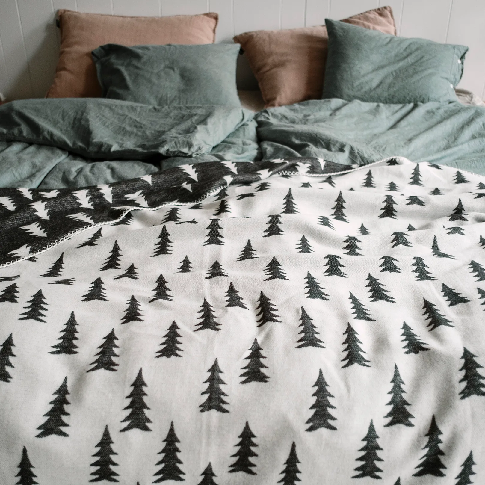 Gran geweven deken 140x180 cm, Zwart-wit Fine Little Day