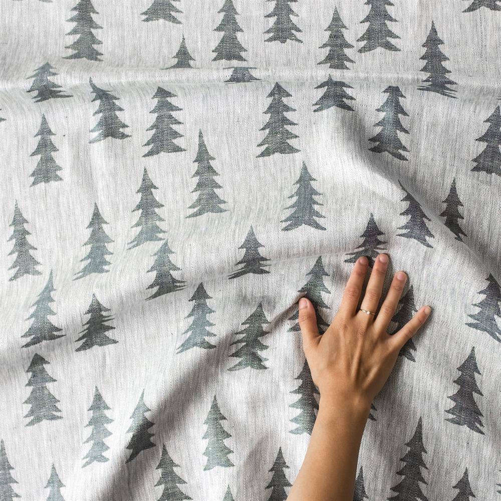 Gran linen stof, donkergroen-wit Fine Little Day