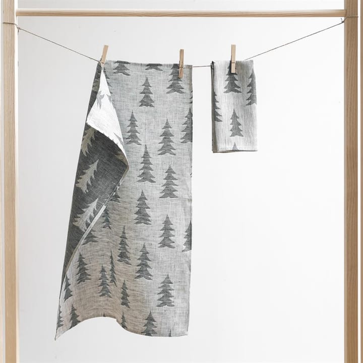 Gran theedoek linen - donkergroen-wit - Fine Little Day