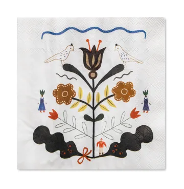Kurbits servet 33x33 cm 25-pack - Wit-multi - Fine Little Day