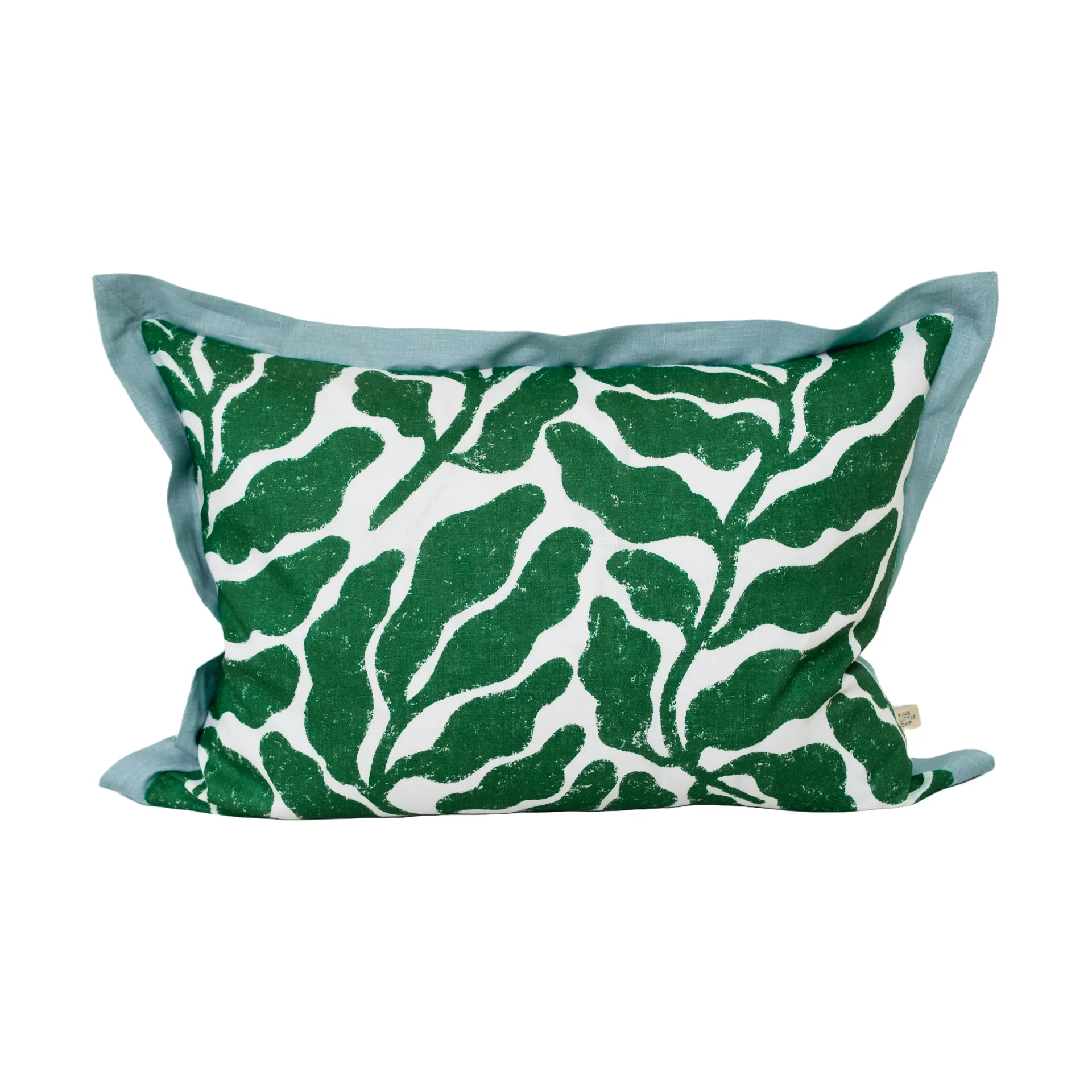 Leaves kussenhoes met accentkleur rand 48x68 cm, Green-blue Fine Little Day