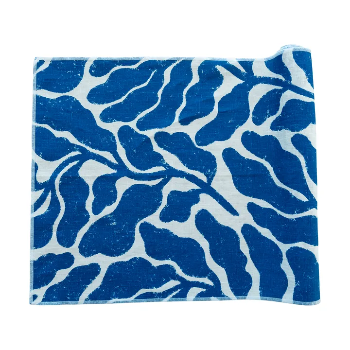 Leaves tafelloper - Wit-blauw, 47x180 cm - Fine Little Day