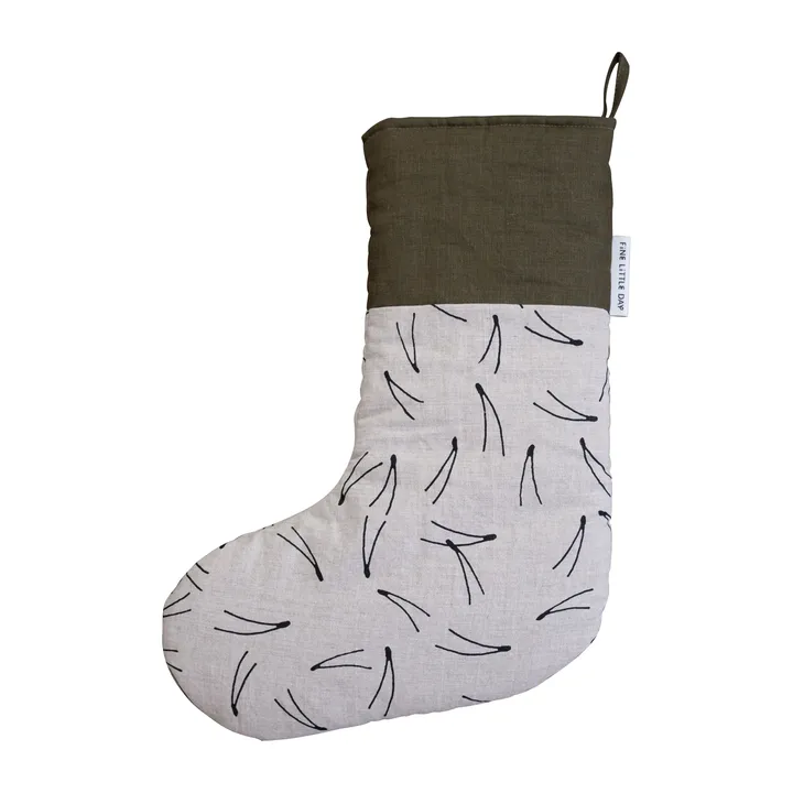 Naald kerstsok 40 cm - Zwart-groen-natuur - Fine Little Day