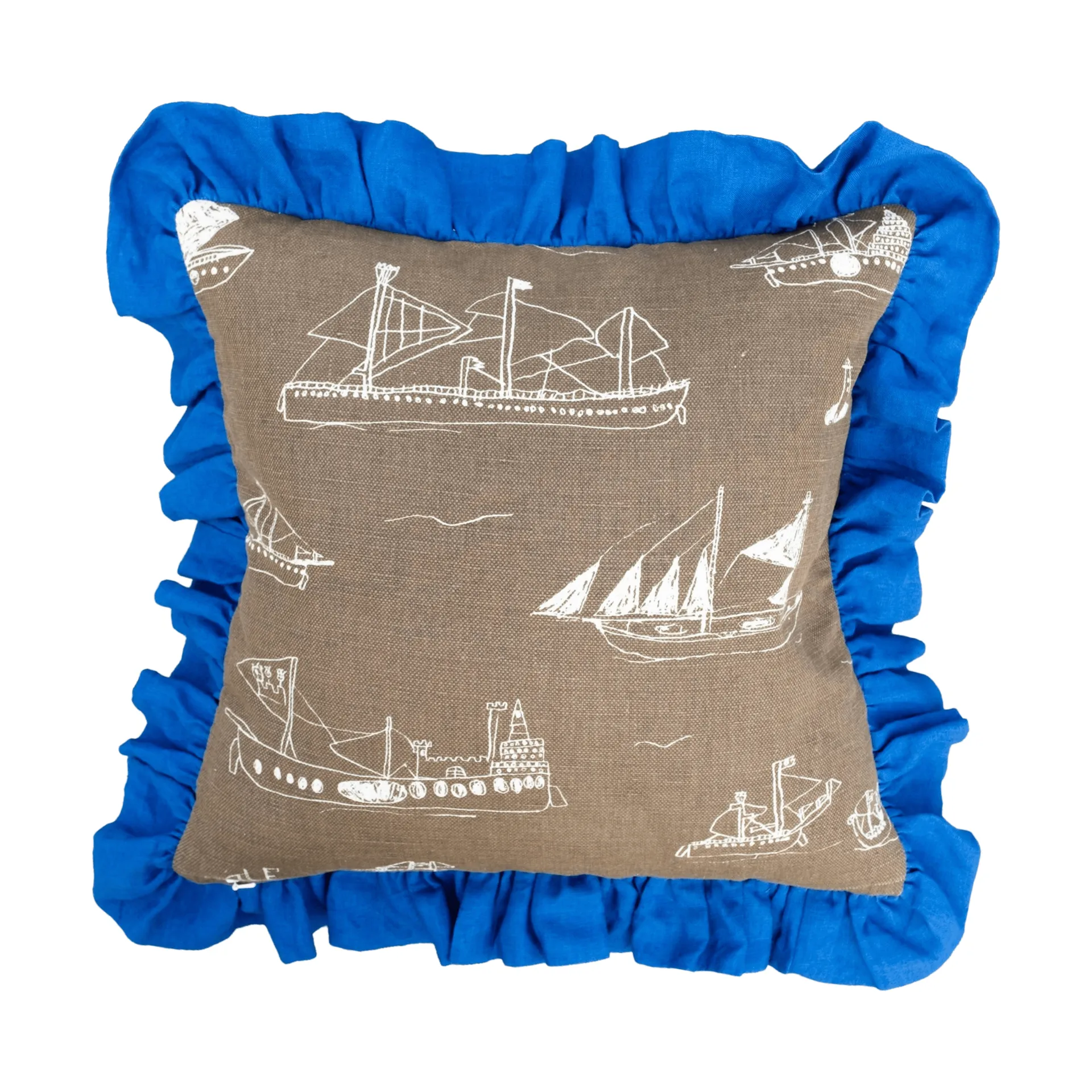 Ohoy kussenhoes, Bruin-naturel-blauw, 48x48 cm Fine Little Day