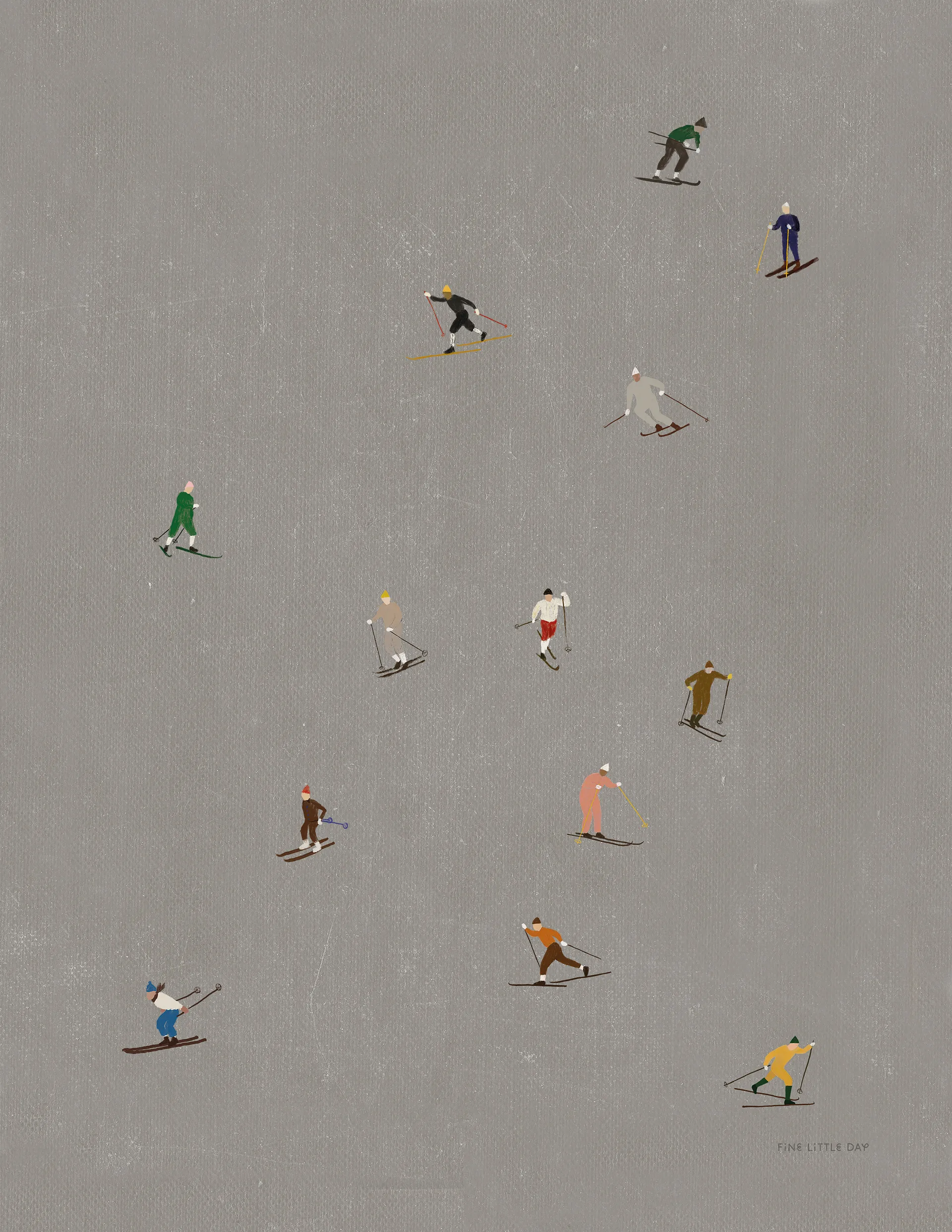 Skiers poster 40x50 cm, Grijs Fine Little Day