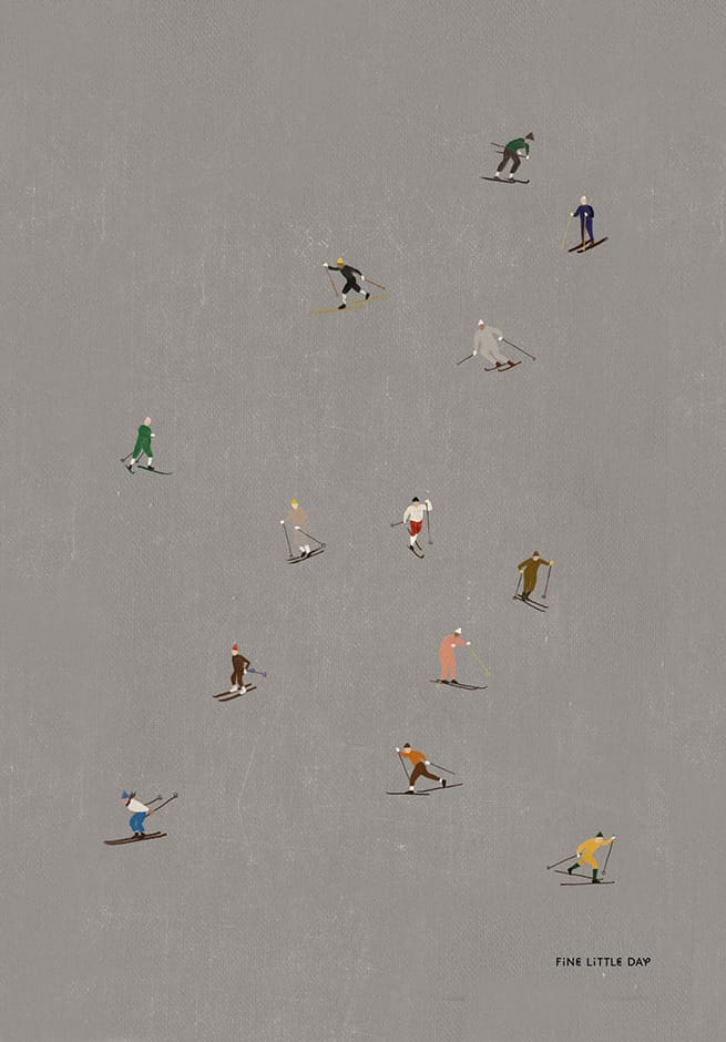 Skiers poster 50x70 cm - Grijs - Fine Little Day