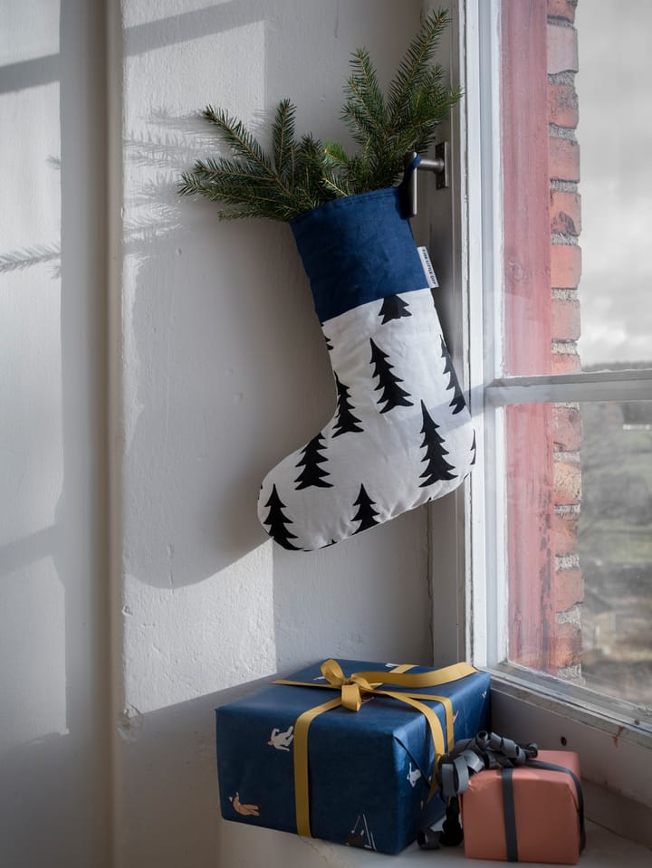 Spar kerstsok 40 cm, Zwart-blauw-wit Fine Little Day