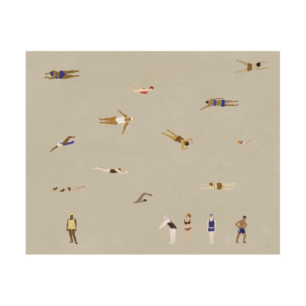 Fine Little Day Swimmers poster Beige, 40x50 cm | Scandinavisch Interieur | Posters | Beige