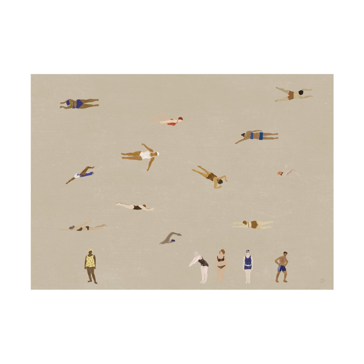 Fine Little Day Swimmers poster Beige, 50x70 cm | Scandinavisch Interieur | Posters | Beige