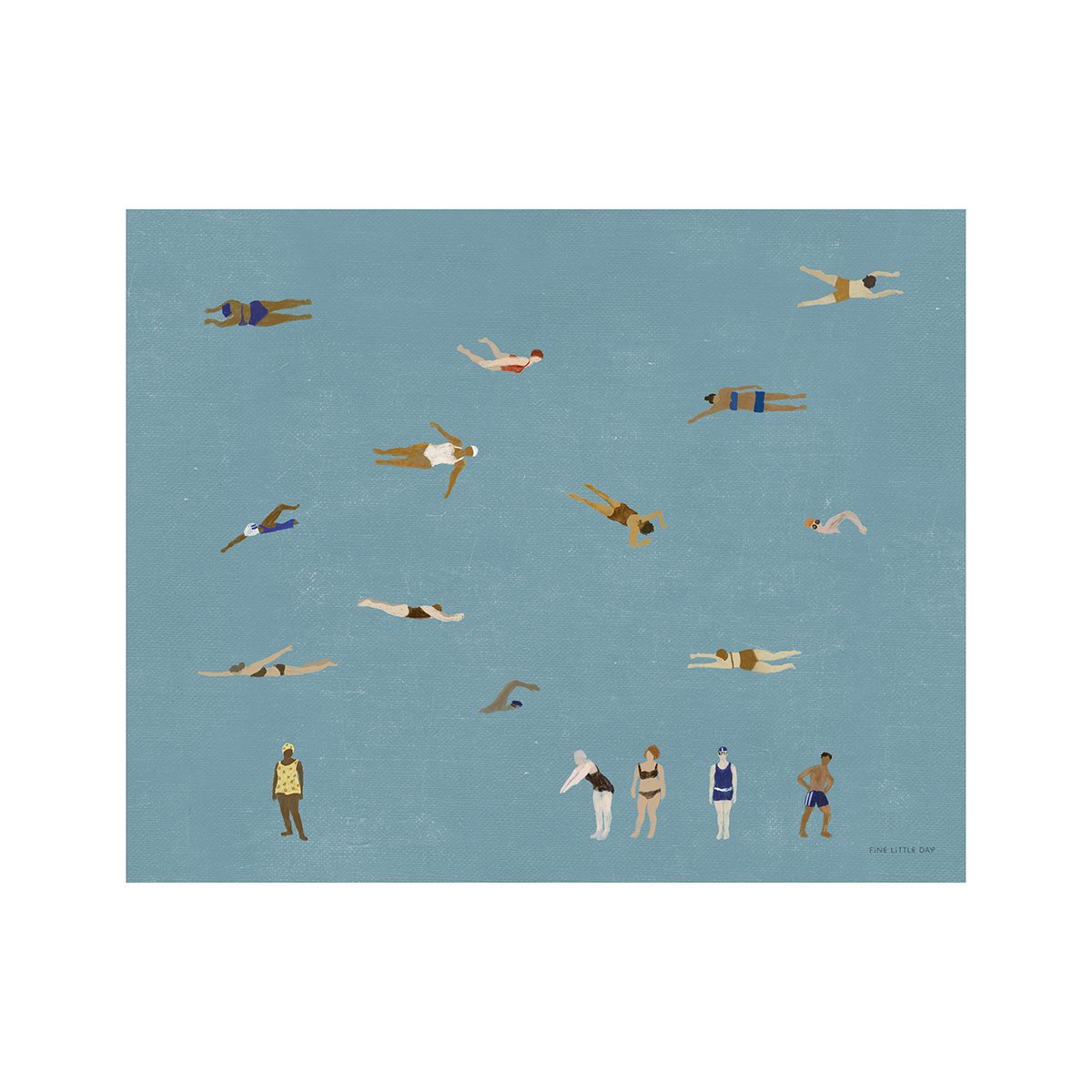 Fine Little Day Swimmers poster Blue, 40x50 cm | Scandinavisch Interieur | Posters | Blauw
