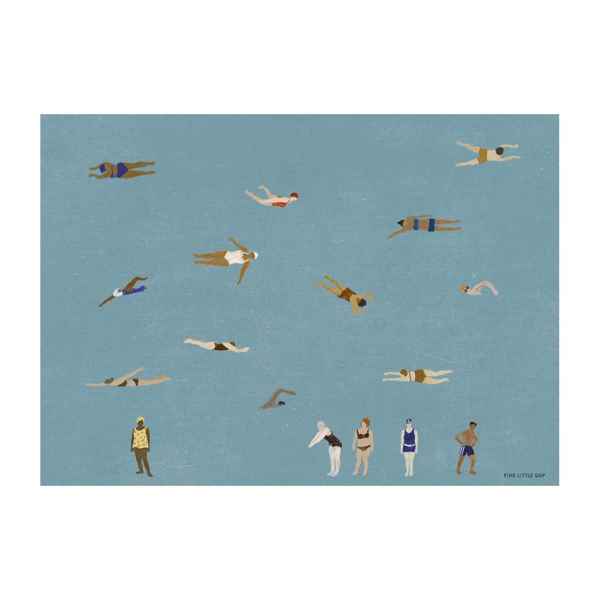Fine Little Day Swimmers poster Blue, 50x70 cm | Scandinavisch Interieur | Posters | Blauw