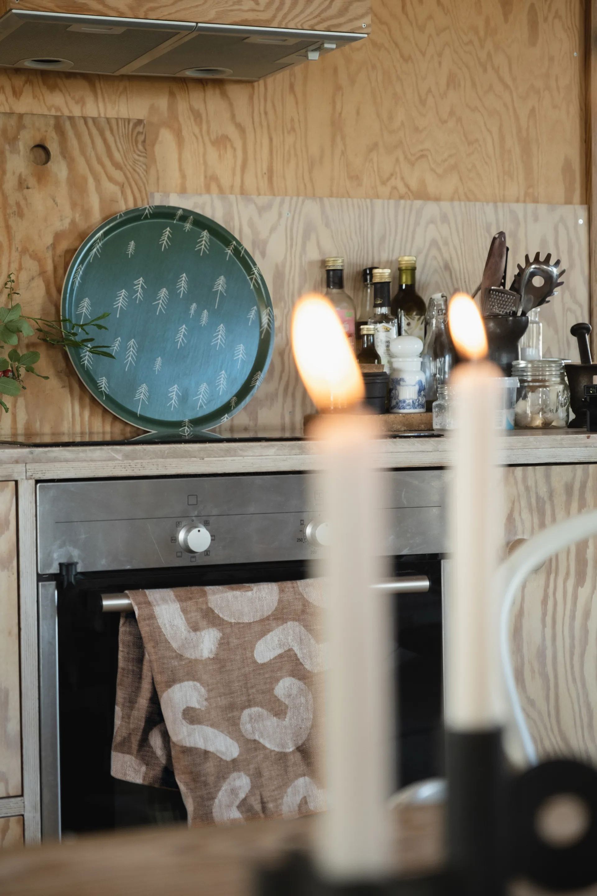 Tall dienblad Ø38 cm, Groen-nude Fine Little Day