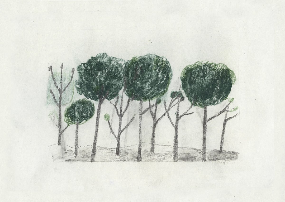 Fine Little Day Trees poster 50x70 cm Zwart- off white
