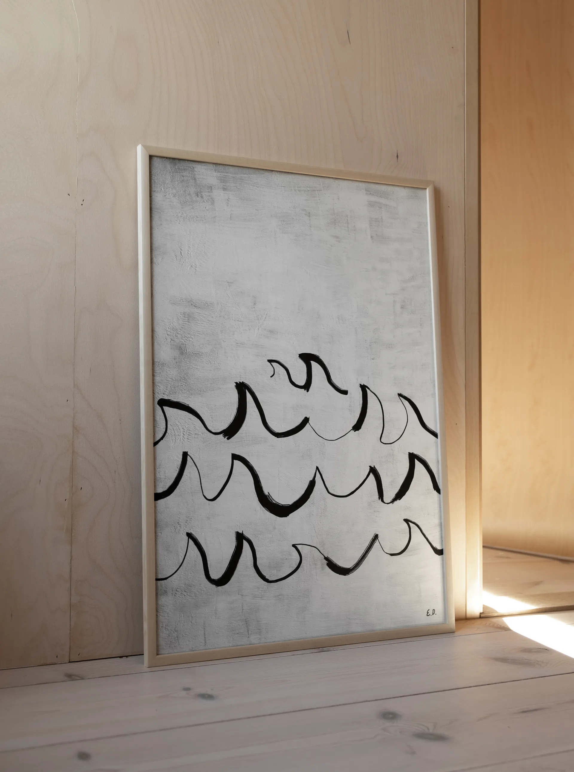 Wave poster 50x70 cm, Zwart-wit Fine Little Day