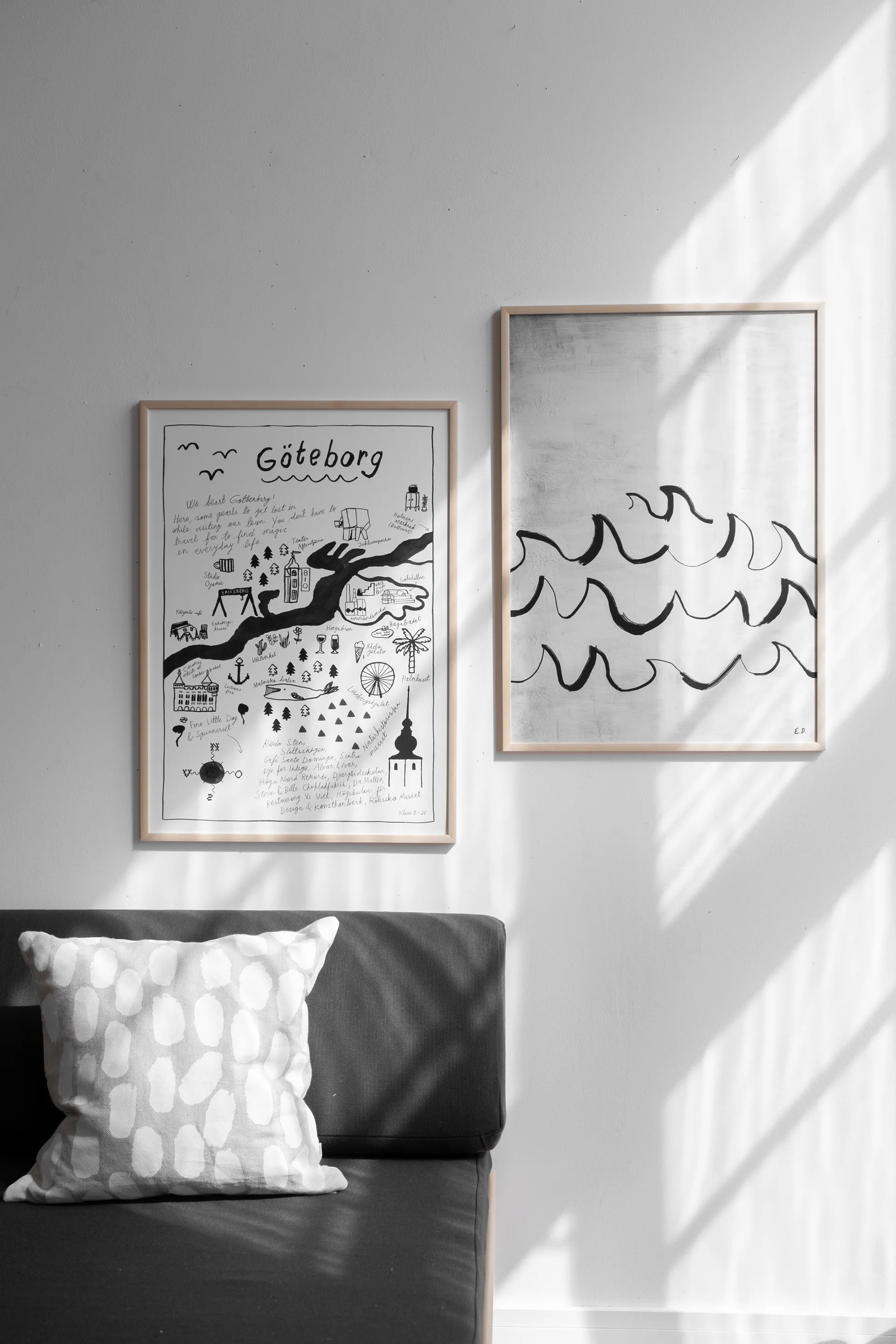 Wave poster 50x70 cm, Zwart-wit Fine Little Day