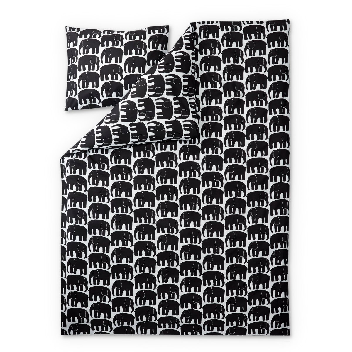 Finlayson Elefantti dekbedovertrek zwart-wit | Scandinavisch Interieur | Beddensets | Zwart