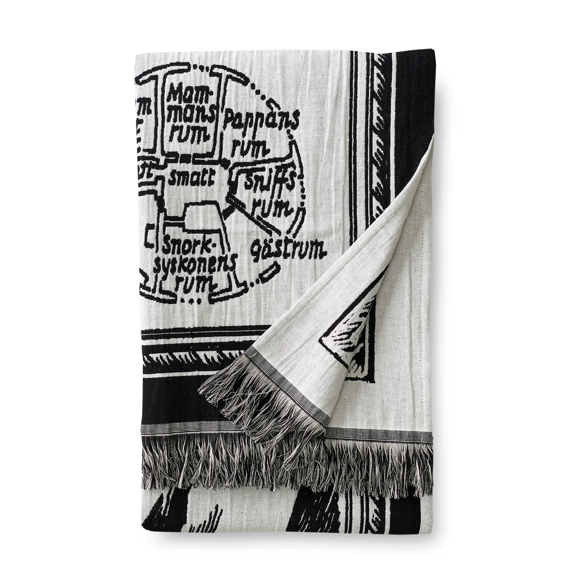 Moemin Kaart - deken, Zwart - Wit Finlayson