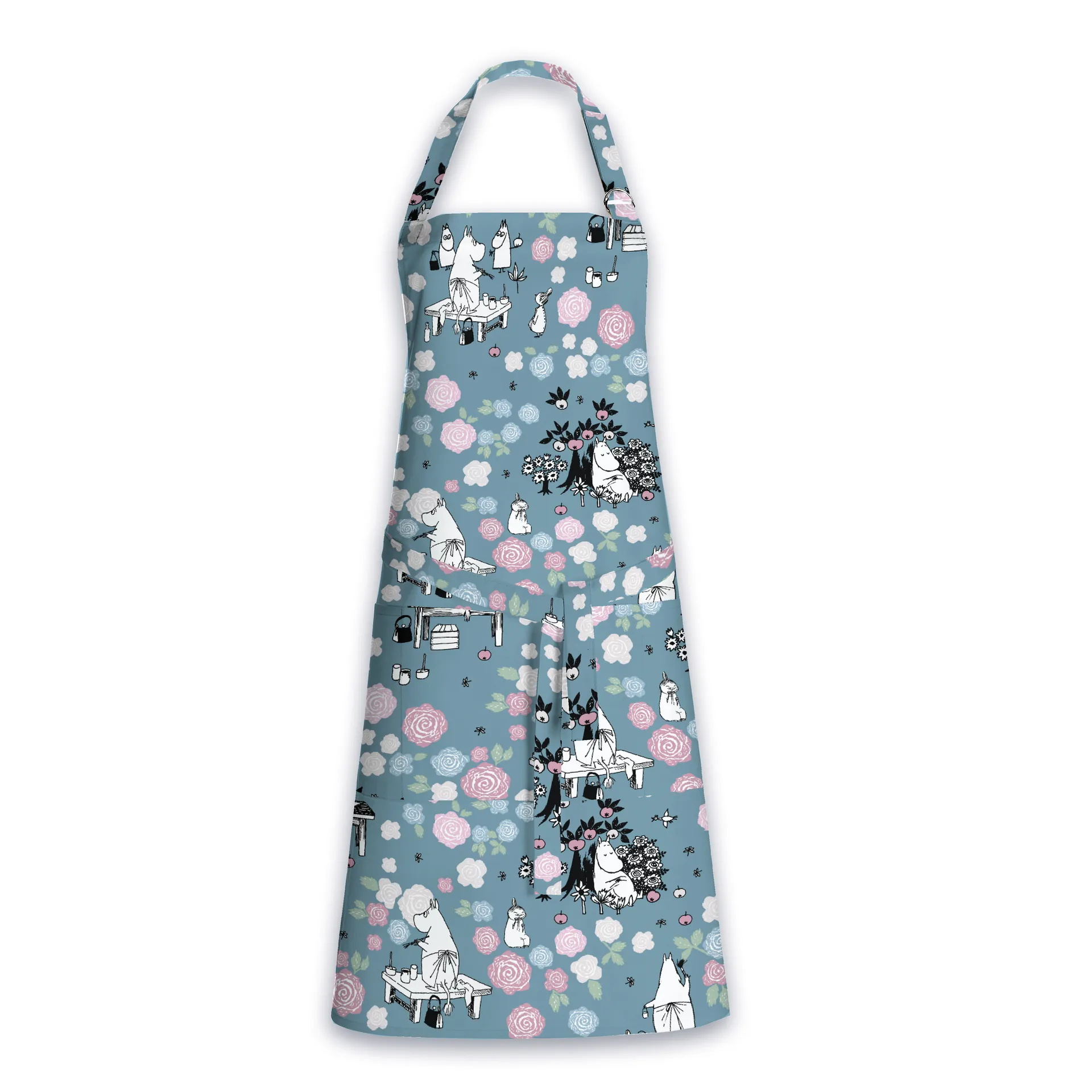 Moemin mama - dagdrömmer schort, Donkerblauw - Roze Finlayson