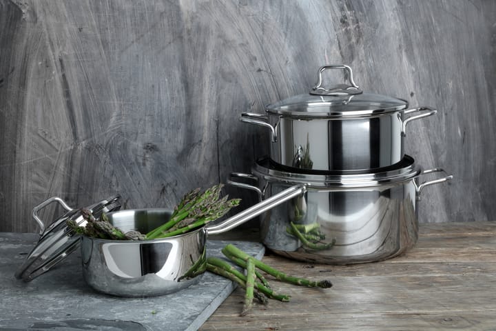 Fiskars braad- & steelpannenset met glazen deksels 3-delig, Roestvrij staal Fiskars