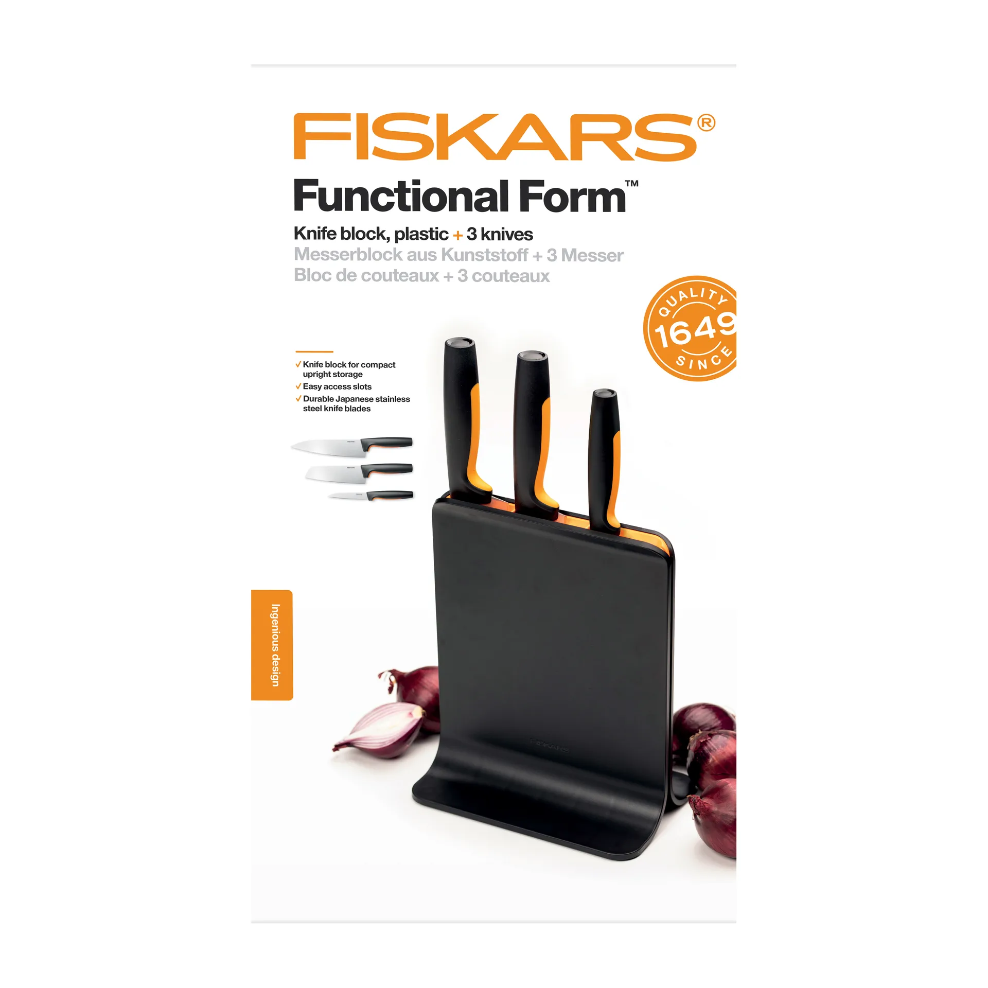Functional Form messenblok van kunststof met 3 messen, 4-delig Fiskars