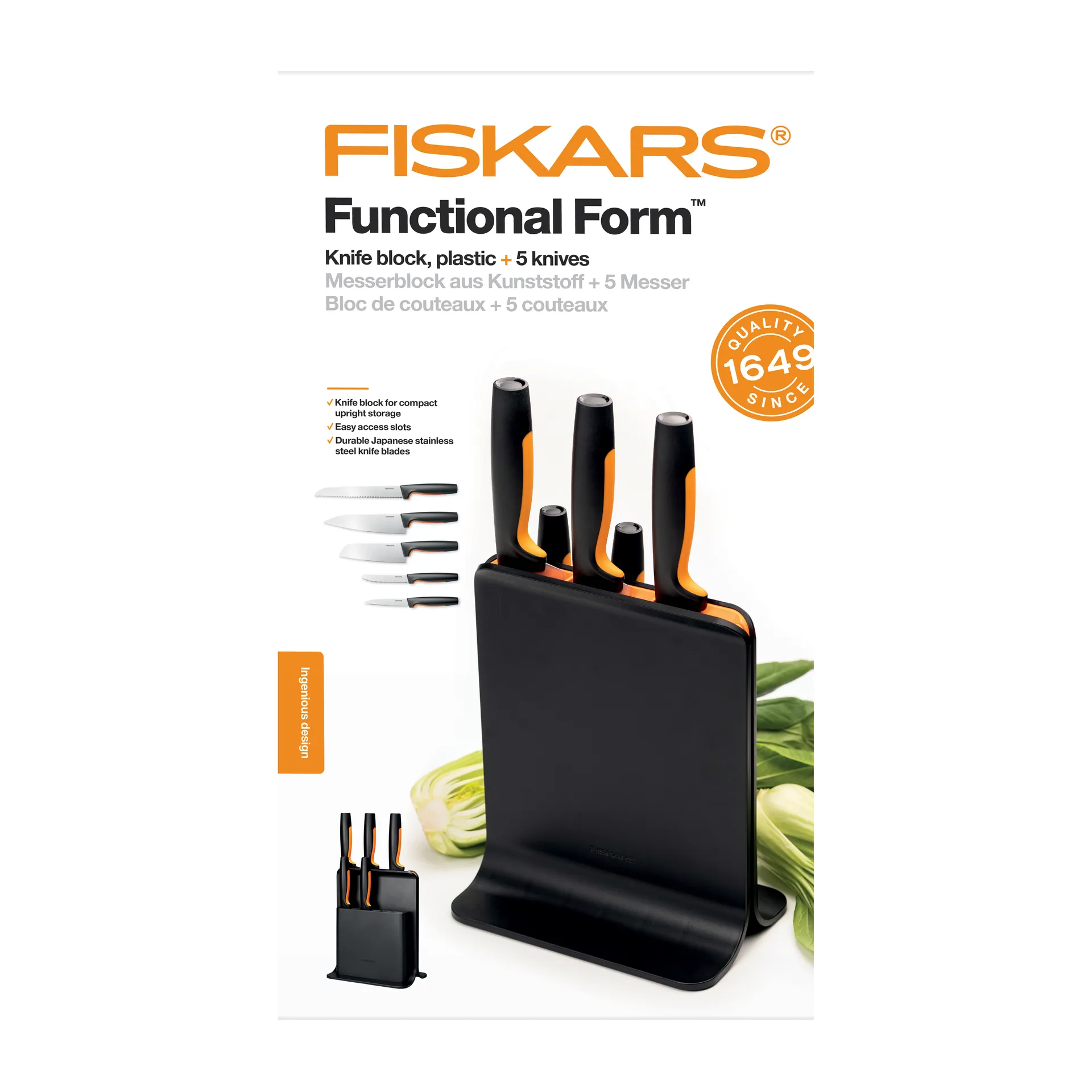Functional Form messenblok van kunststof met 5 messen, 6-delig Fiskars