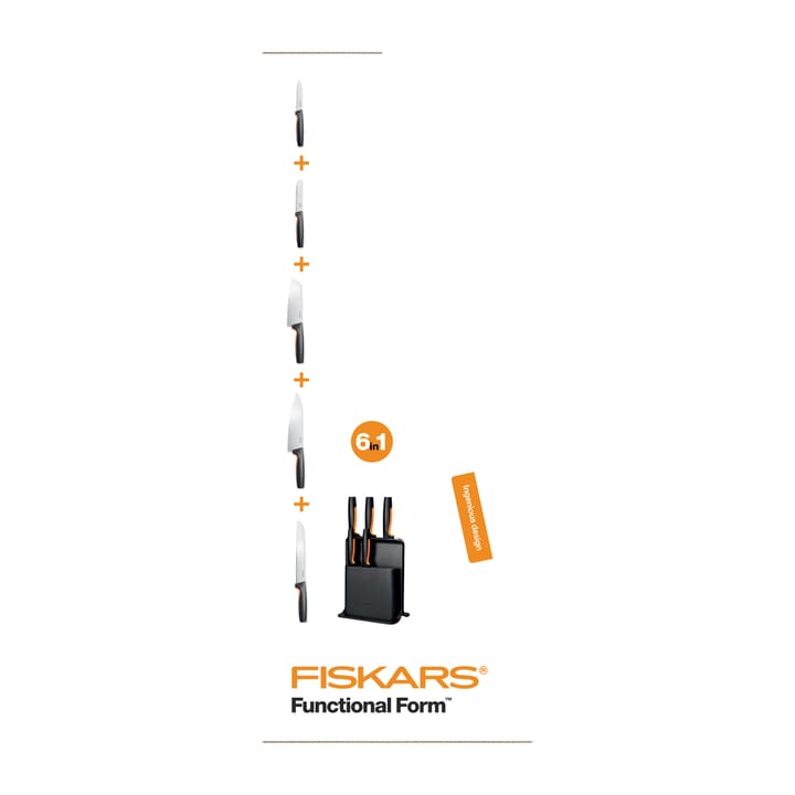 Functional Form messenblok van kunststof met 5 messen, 6-delig Fiskars