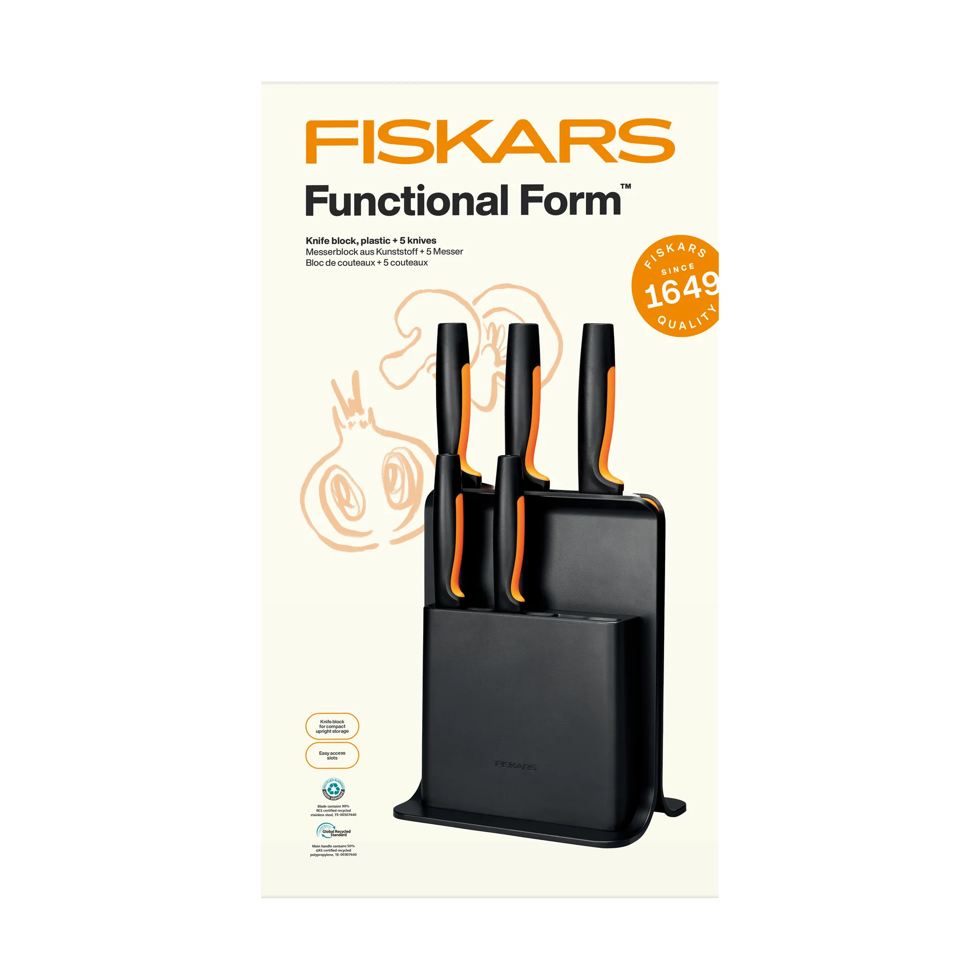 Functional Form messenset met messenblok, Kunststof, 6 delen Fiskars
