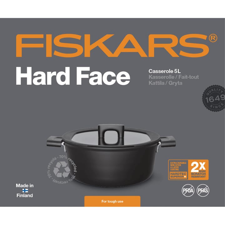 Hard Face braadpan met deksel, 5 L Fiskars