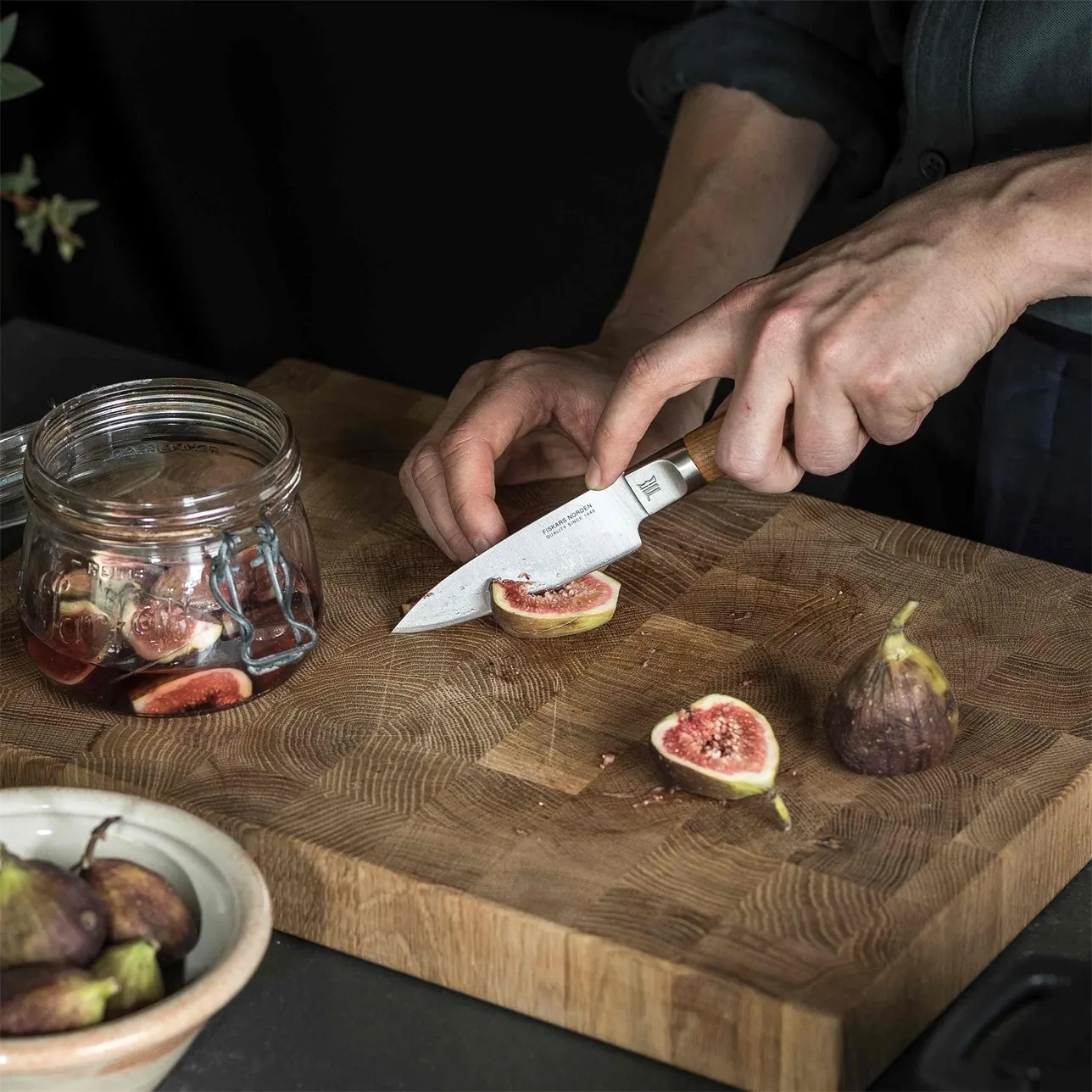 Norden koksmes + groentemes messenset 2-delig, Roestvrij staal-berken Fiskars