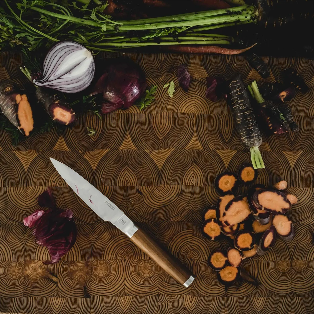 Norden koksmes + groentemes messenset 2-delig, Roestvrij staal-berken Fiskars