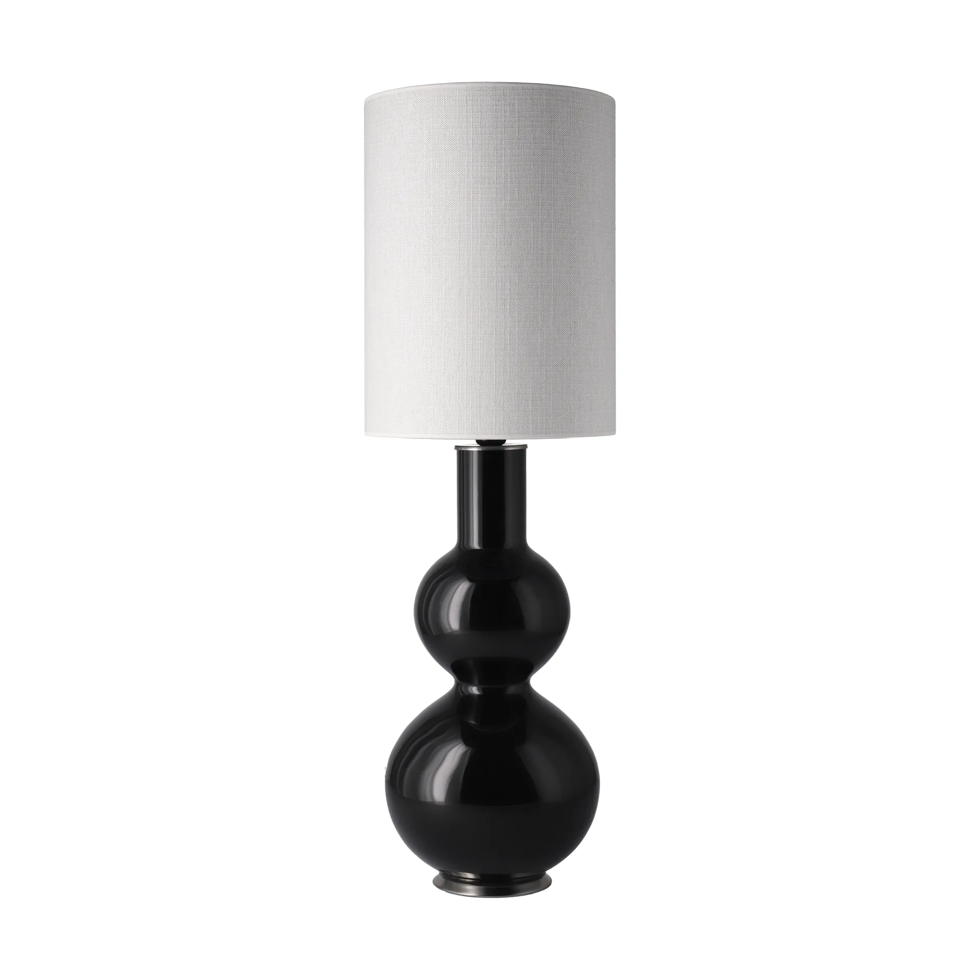 Augusta tafellamp zwarte lampvoet, Babel Beige L Flavia Lamps