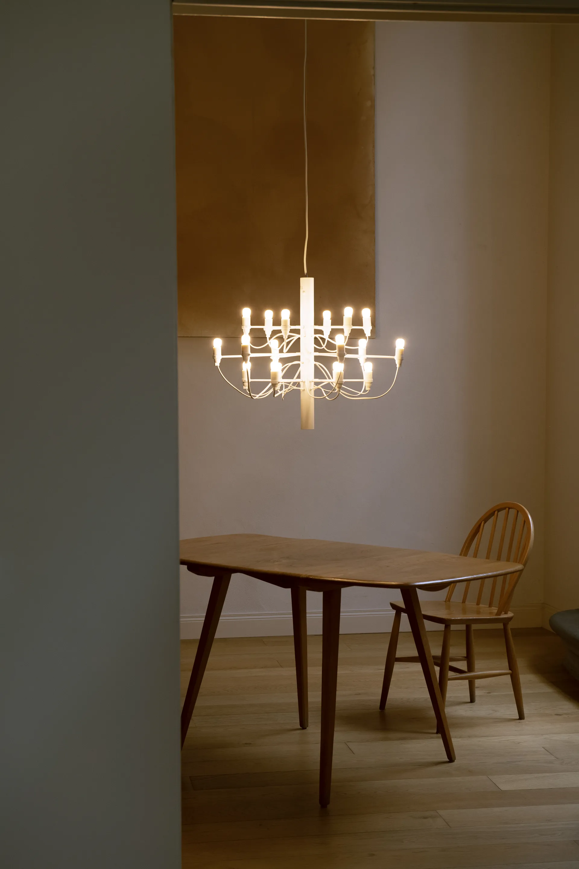 2097 Sarfatti kroonluchter LED, Matwit 18 lampen Flos