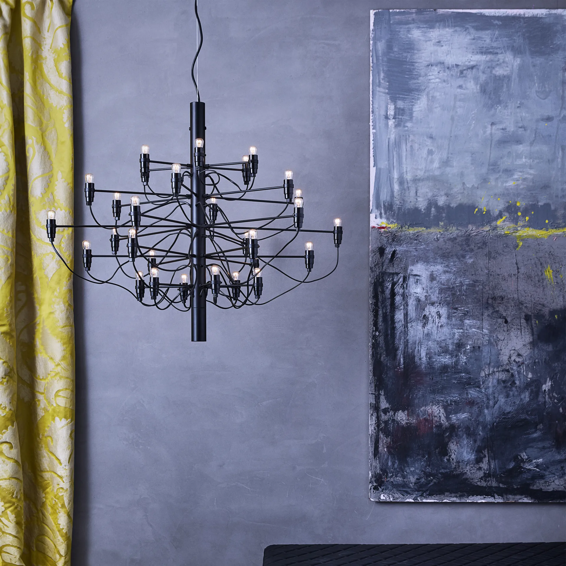 2097 Sarfatti kroonluchter LED, Matzwart 30 lampen Flos