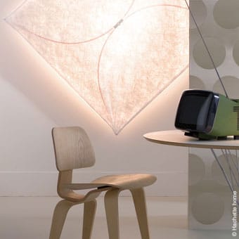 Ariette 1 muurlamp, Wit textieldoek/stalen standaard Flos
