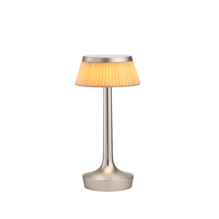 Bon Jour Unplugged tafellamp - Matt chrome-fabric - Flos