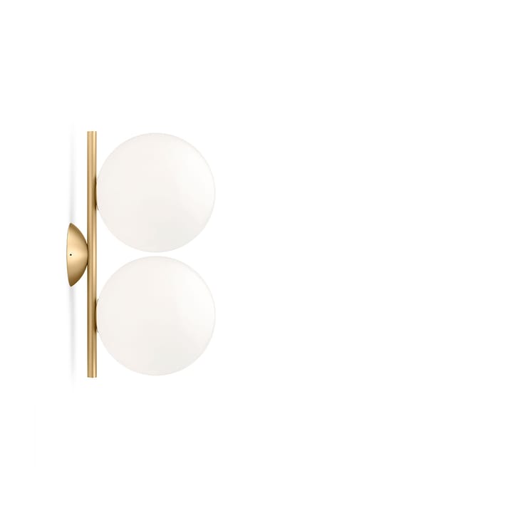 IC lights C/W1 Double muurlamp - Geborsteld messing-opaal - Flos