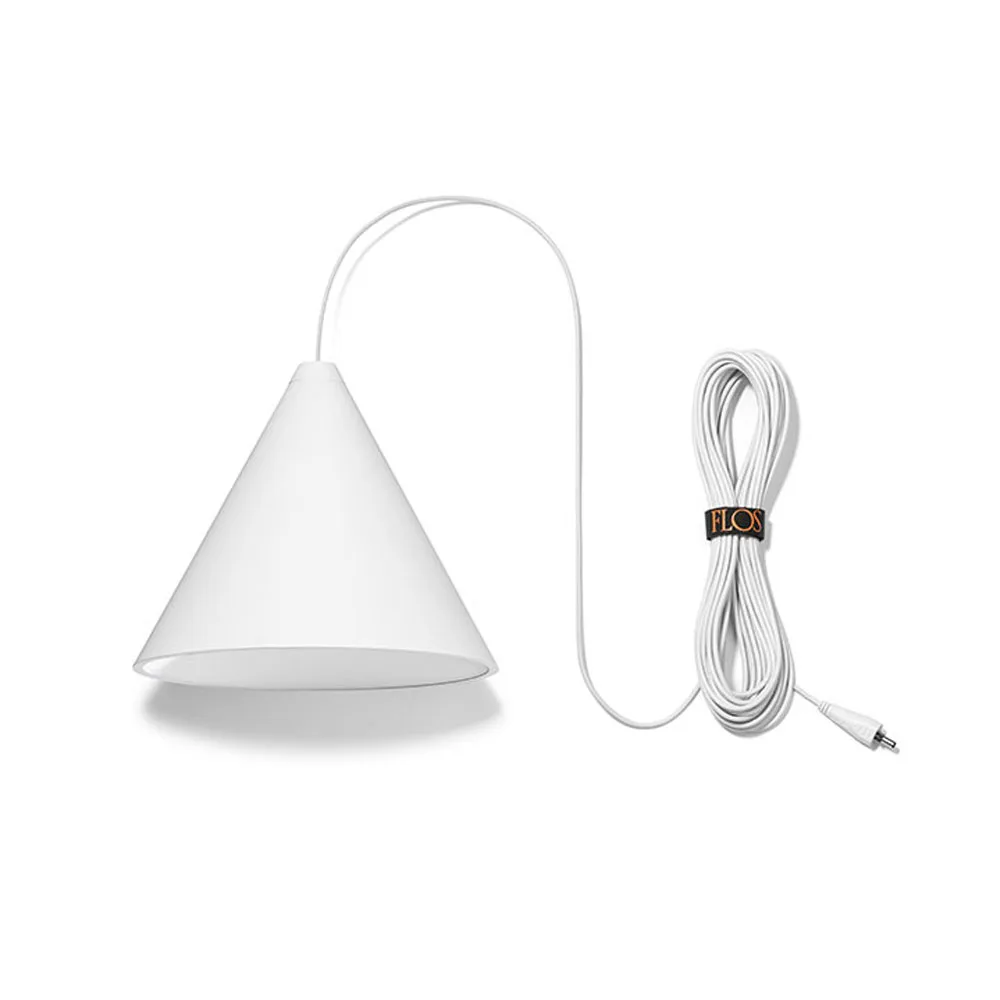 String Light Cone hanglamp, Wit, 12 m kabel Flos