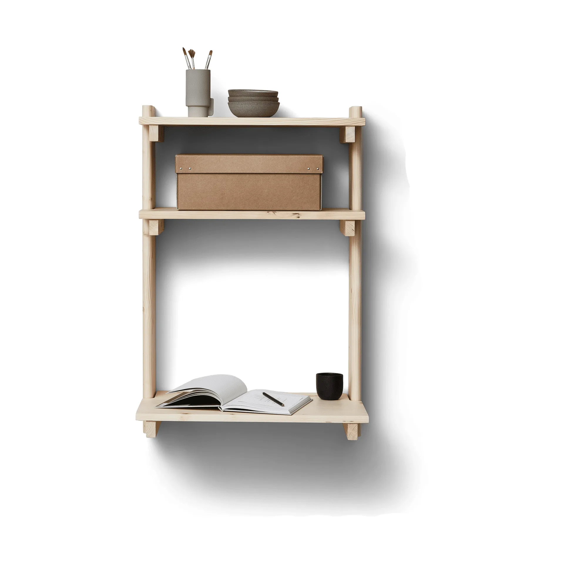 Beam wandplank met bureau, Dennenbos Form & Refine