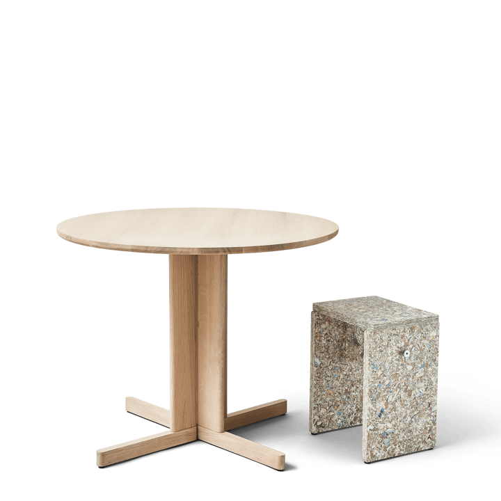 Trefoil eettafel Ø90 cm, Wit eiken Form & Refine