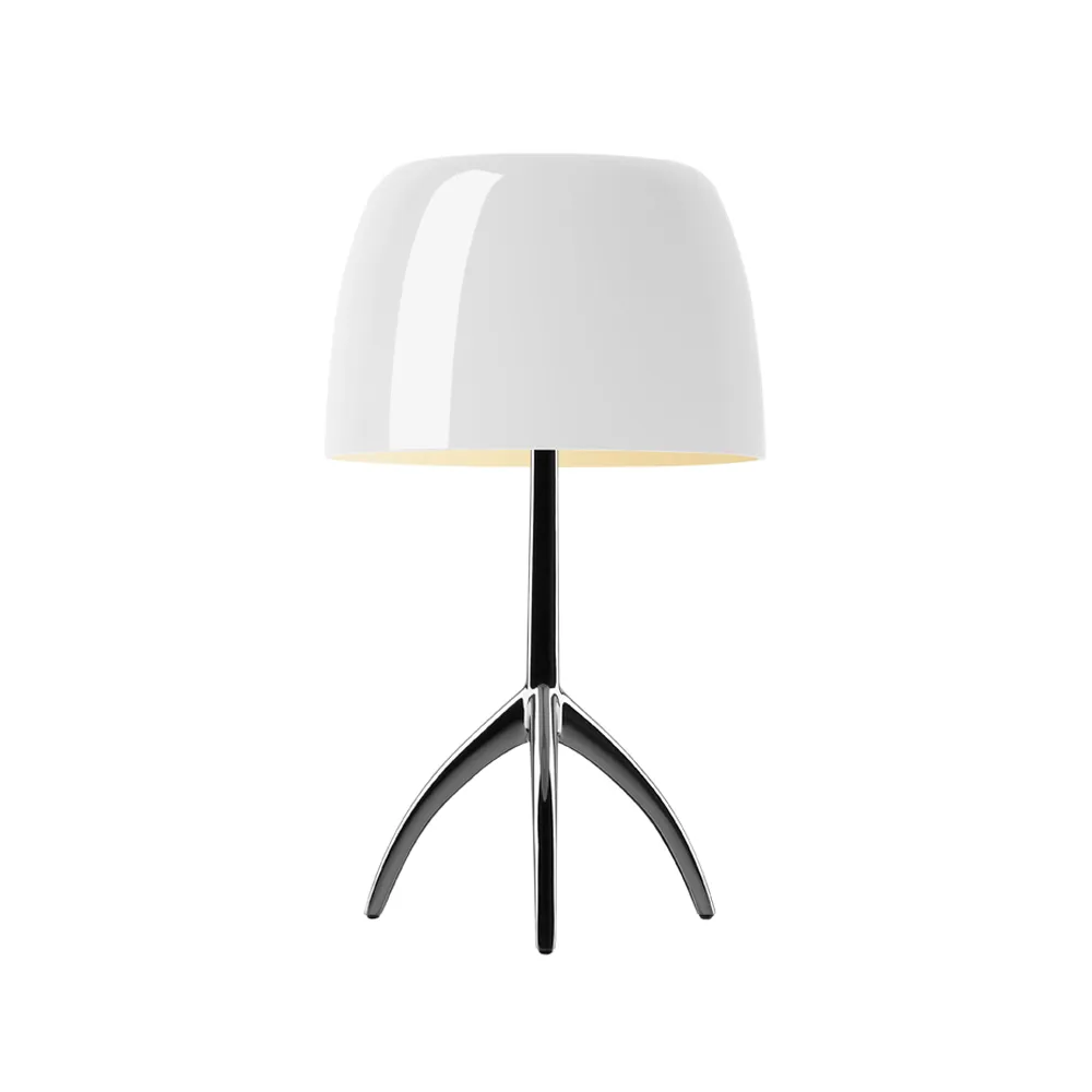 Lumiere Grande dimbare tafellamp, wit, zwartchroom Foscarini