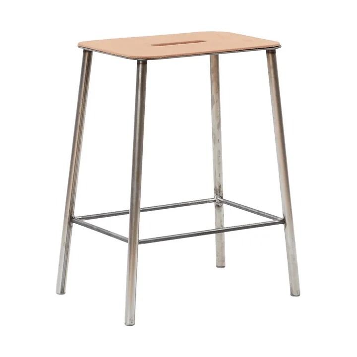 Adam kruk - Raw steel-natural leather, H:50 cm - FRAMA