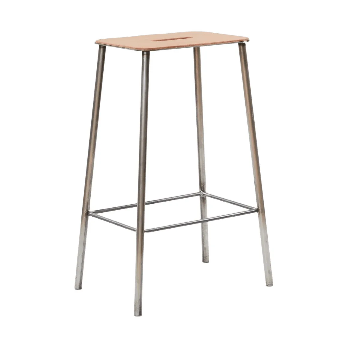 Adam kruk, Raw steel-natural leather, H:65 cm FRAMA