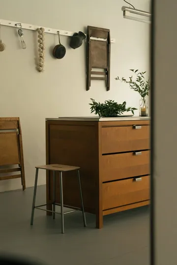 Adam kruk - Raw steel-natural leather, H:65 cm - FRAMA