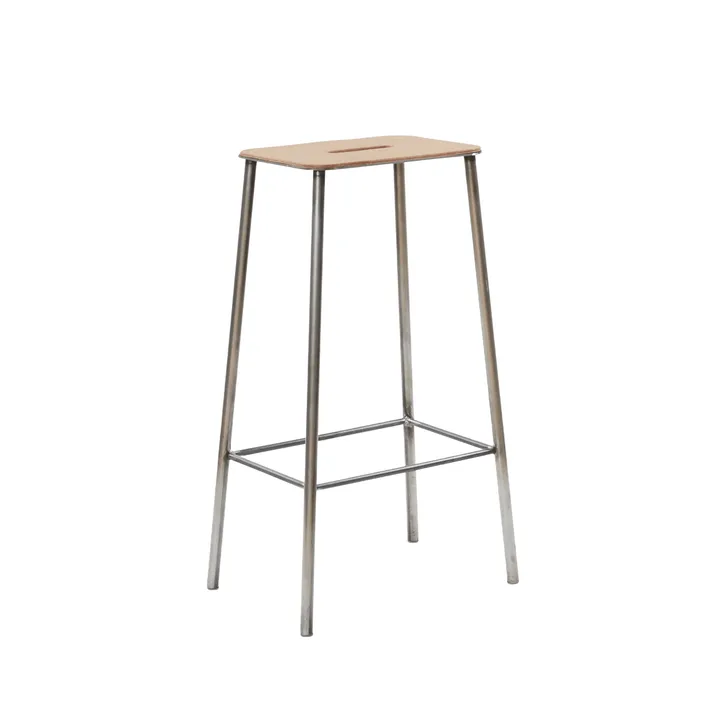 Adam kruk - Raw steel-natural leather, H:76 cm - FRAMA
