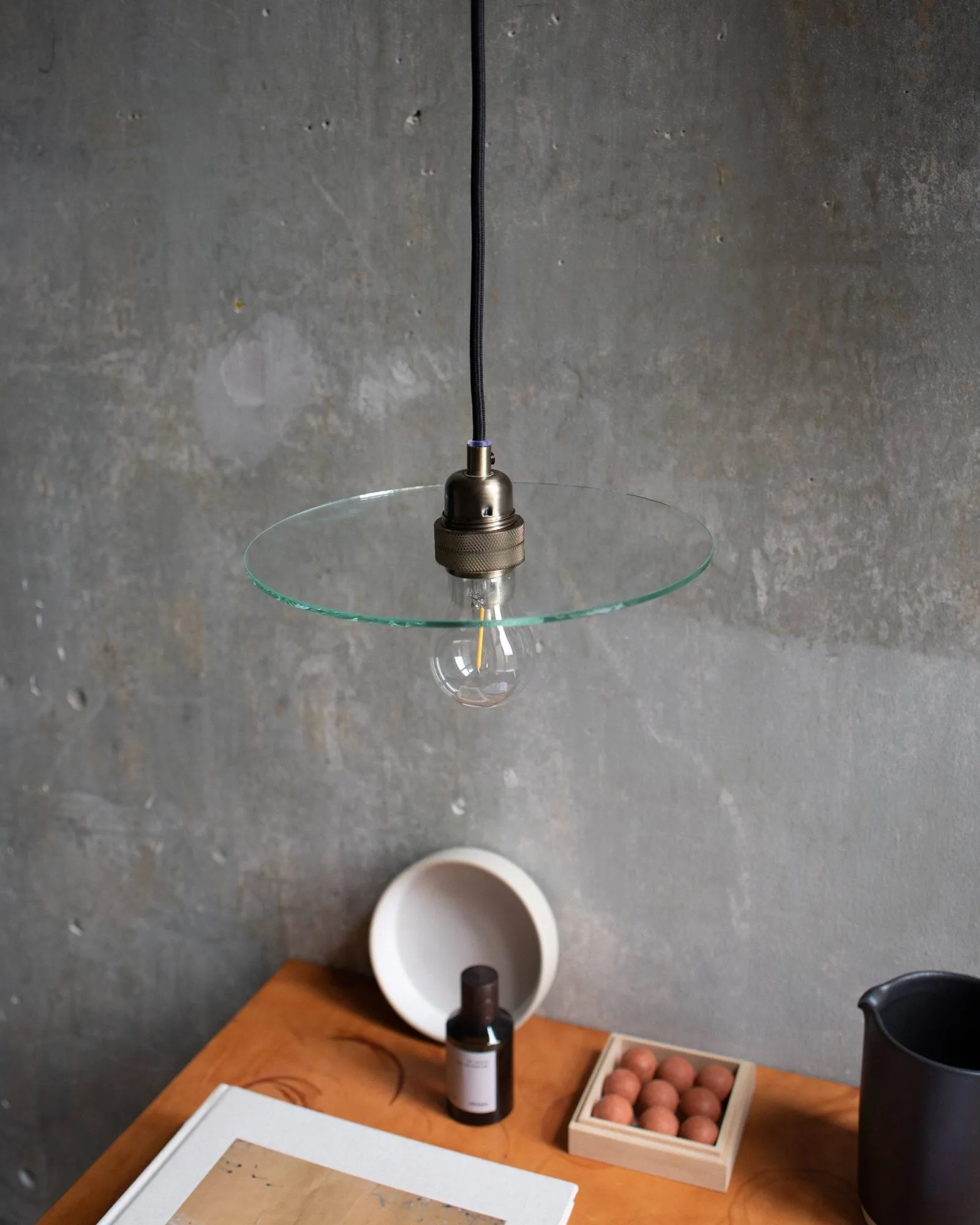 Circle Shade hanglamp, Helder glas-staal, Ø25 cm FRAMA